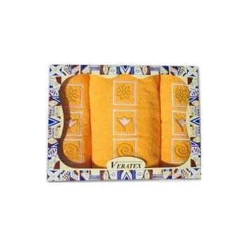 Luxusní dárkový vyšívaný froté set 1 osuška 2 ručníky (sytě_žlutá)