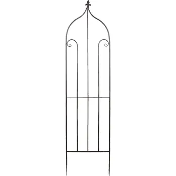 Zahradní dekorace Tmavě hnědý kovový stojan na pnoucí se květiny v jednoduchém designu - 38*150 cm