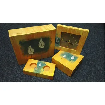 Hodiny Sada dřevěných krabiček, hodiny, stojan na svíčky