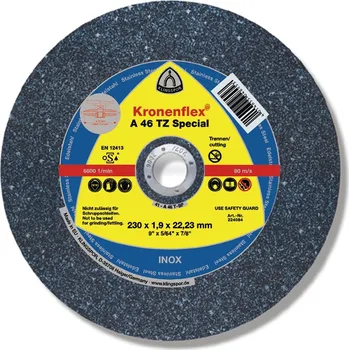 Řezný kotouč Řezný kotouč kronenflex, a 46 tz special, inox, rovný, 230x1,9x22,23, pro ruční řezání