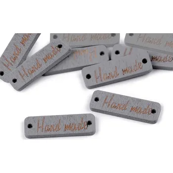 Dřevěná cedulka / ozdoba Handmade 10x30 mm, barva 5 šedá
