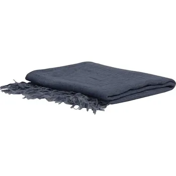 Přehoz na lůžko Modrý lněný pléd Medi blue - 170*130 cm