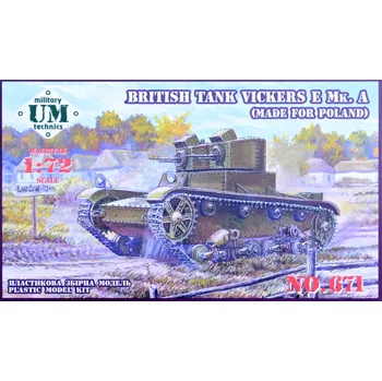 Plastikový model Unimodel 1/72 British Tank Vickers E Mk.A w/ rubber tracks