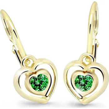 Náušnice Cutie Jewellery Dětské náušnice zlaté C2752Z-Zelená