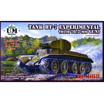 Plastikový model Unimodel 1/72 BT-7 Experimental Tank (with 76.2mm gun)