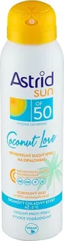 Přípravek na opalování Astrid Coconut Love neviditelný suchý sprej na opalování SPF50 150 ml