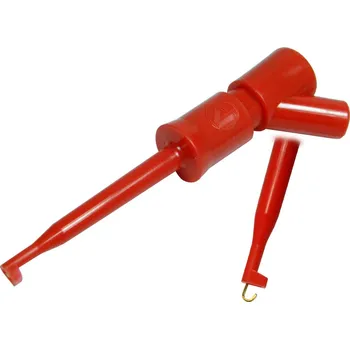 Měřicí hrot s háčkem - červený Hirschmann KLEPS2-BU RT