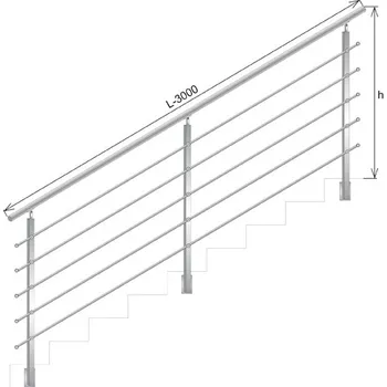 UMAKOV Zábradlí na schody, BS, nerez AISI304, 40x40x2/4xd