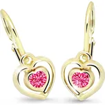 Cutie Jewellery Dětské zlaté náušnice srdíčka C2752Z-Tcf Red