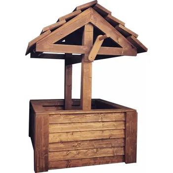 Zahradní dekorace Stará Krása – Ruční výroba Dekorační dřevěná studna na zahradu 130 x 80 x 80