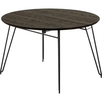 Jídelní stůl Černý jasanový rozkládací stůl Kave Home Milian 120-200x120 cm