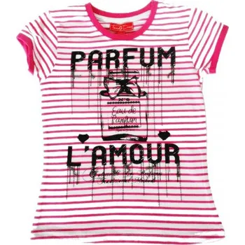 Dívčí tričko Růžové pruhované dívčí tričko s potiskem Velikost: 122/128