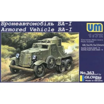 Plastikový model Unimodel 1/72 BA-I Armored Vehicle