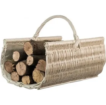 Malý bílý proutěný koš na dřevo