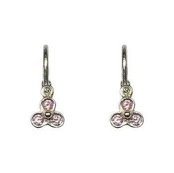 Náušnice Stříbrné dětské náušnice trojkamínkové