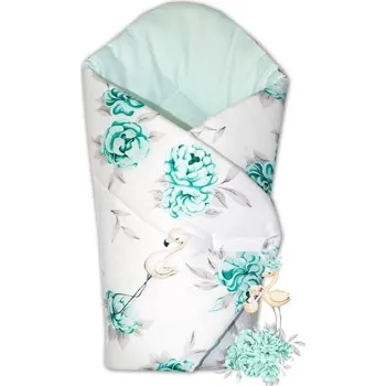 Zavinovačka Bavlněná novorozenecká zavinovačka Baby Nellys, Plameňák - mátový