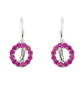 Náušnice Stříbrné patentové náušnice červená kolečka