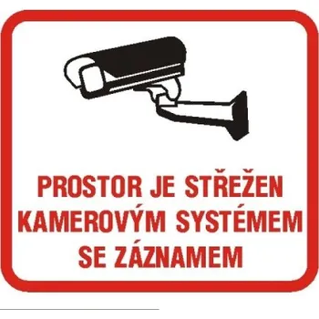 Rozvaděč STRO.M Propagace Samolepka 10x9cm prostor je střežen kamerovým systémem se záznamem