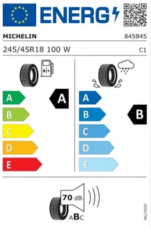 energetický štítek letní pneumatiky Michelin Primacy 4 245/45 R18 100 W XL S1
