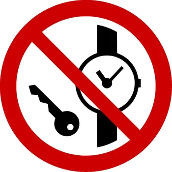 samolepka Podlahová značka – Zákaz vstupu s kovovými předměty, 50 cm, PE