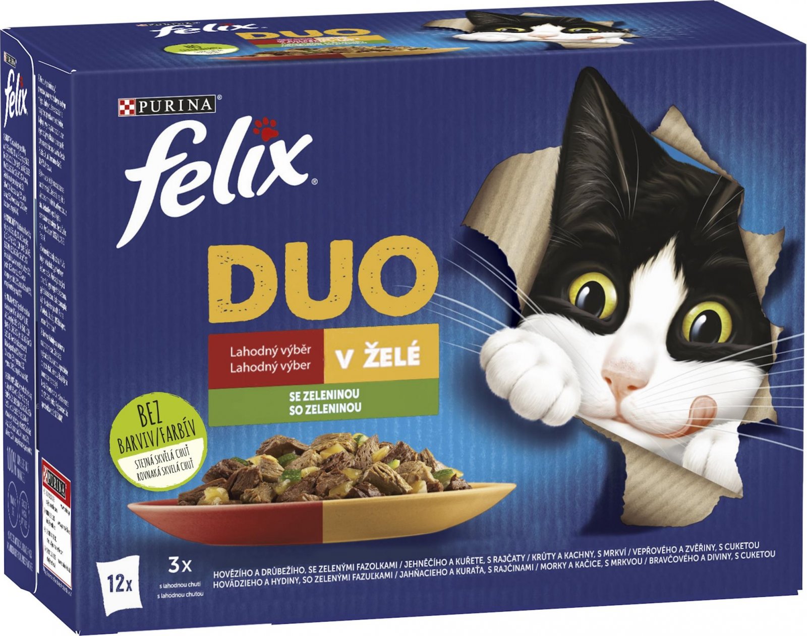 Purina Felix Fantastic Duo masový výběr + zelenina 12x 85 g od 107 Kč ...