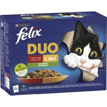 Krmivo pro kočku Purina Felix Fantastic Duo masový výběr + zelenina 12x 85 g