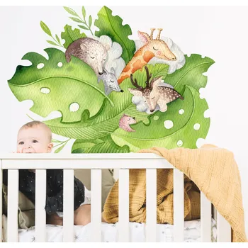 Samolepící dekorace DEKORACJAN Samolepka na zeď - skupinka spících zvířátek Velikost: L