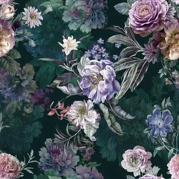 Dimout zelený, velké květy, š.150