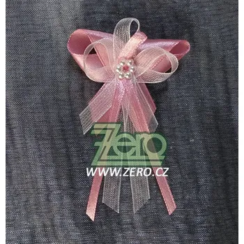 Svatební dekorace Vonička (vývazek) svatební - tm. starorůžová s perlovým květem