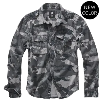Pánská košile Košile Vintage Shirt Longsleeve 1/1 grey camo 3XL