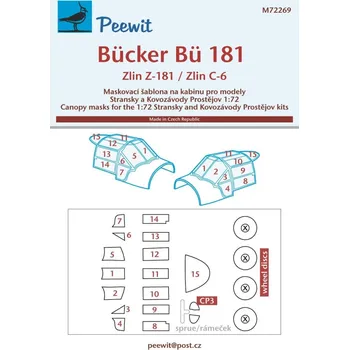 Plastikový model Peewit 1/72 Canopy mask Bü 181 / Zlin Z-181 / C-6 (KP)