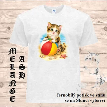 Dívčí tričko detske-tricko_uv_potisk_kote_balon Barva: Heather grey - vřesově šedá, velikost: 164