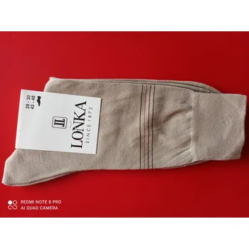 Pánské ponožky DELINLOX- pánské ponožky LONKA béžové 43-45 (29-30) (luxusní společenské ponožky z mercerované bavlny)