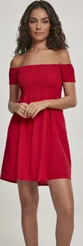 Dámské šaty Urban Classics Ladies Smoked Off Shoulder Dress Fire Red L