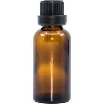 BEWIT Lahvička skleněná hnědá lesklá, 30 ml, kapátko, černý uzávěr