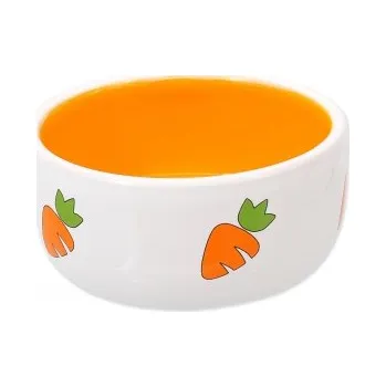 Miska pro psa Miska SMALL ANIMALS keramická pro králíky bílo-žlutá