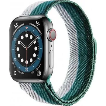 Řemínek na hodinky Čtyřbarevný řemínek milánský tah pro Apple Watch 42mm / 41mm / 40mm / 38mm - bílo-zelený