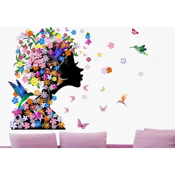 Samolepící dekorace Živá Zeď Samolepka na zeď Květinová dívka100 x 60 cm