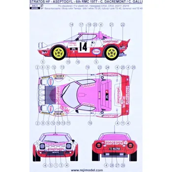 Plastikový model Reji model 1/24 Lancia Stratos ASEPTOGYL Monte Carlo 1977