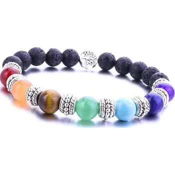 Náramek Minerální náramek ČAKRY a STROM ŽIVOTA z lávových kamenů MN1005