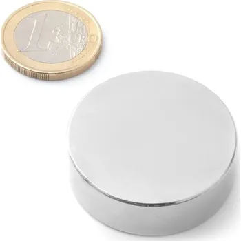 Dekorativní magnet SOLLAU Neodymový magnet válec D&nbsp;38x12 mm, Neodym, N38, poniklovaný