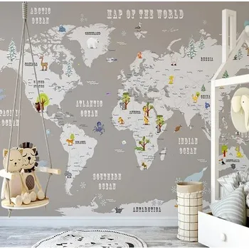 Fototapeta Solution Media 3D tapeta - Zvířecí mapa světa MU3358 3 - 3D Relief - Vliesová tapeta - 320g/m2