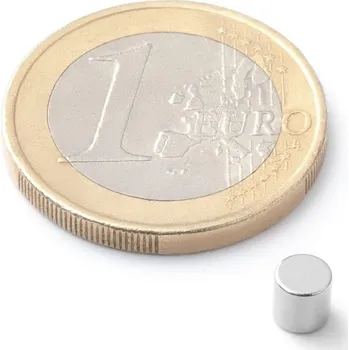 Dekorativní magnet SOLLAU Neodymový magnet válec D&nbsp;4x4 mm, Neodym, N42, poniklovaný
