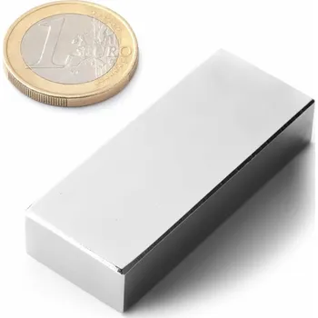 Dekorativní magnet SOLLAU Neodymový magnet hranol 50x20x10 mm, N40, poniklovaný