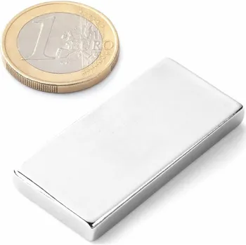 Dekorativní magnet SOLLAU Neodymový magnet hranol 42x20x5 mm, N38, poniklovaný