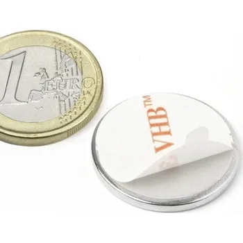 Dekorativní magnet SOLLAU Neodymový magnet válec (samolepící) D&nbsp;25x2 mm, Neodym, N38, poniklovaný