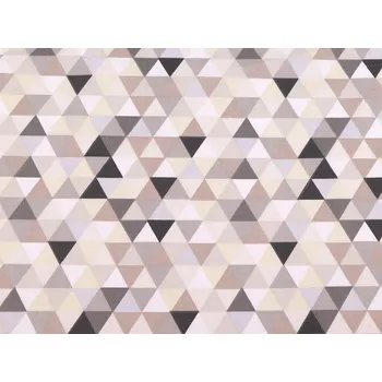 Bavlněná látka / plátno trojúhelníky, barva 7 (439) béžová hnědá