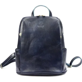 Střední dámský kožený pevný batoh Florence 22, obsah cca. 7 tmavěmodrý | KabelkyproVas.cz