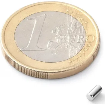Dekorativní magnet SOLLAU Neodymový magnet válec D 2x4 mm, Neodym, N42, poniklovaný