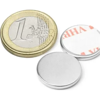 Dekorativní magnet SOLLAU Neodymový magnet válec (samolepící) D&nbsp;18x2 mm, Neodym, N38, poniklovaný